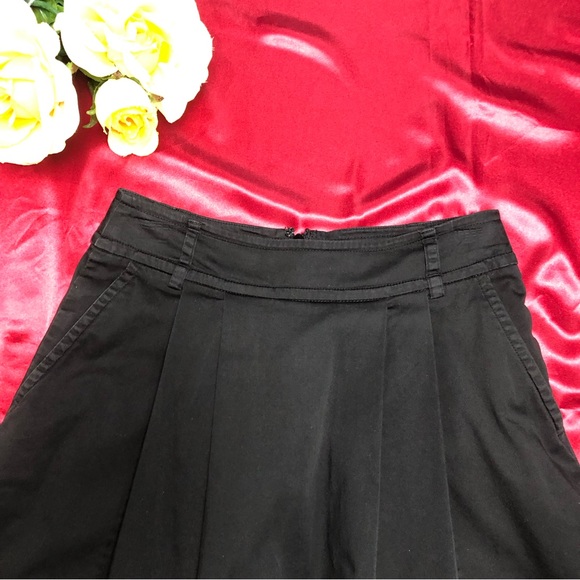 White House Black Market (WHBM) Black Cotton A Line Pleated Midi Skirt - Picture 8 of 9
